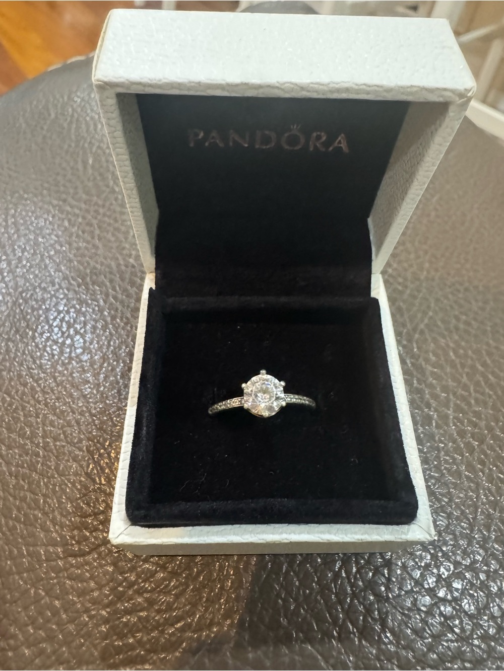 Pandora Silver Halo Ring with Clear Center Stone - Silver size 6